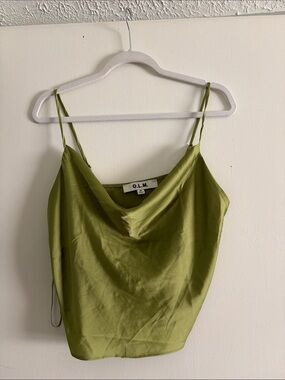 OLM Olive Satin Cowl Neck Camisole